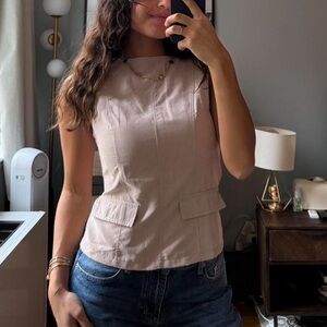 Cream/Tan Sleeveless Top